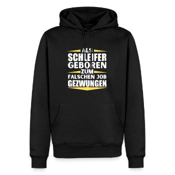 Grinder landed in the wrong job - Men’s Premium Organic Hoodie - black - Front - Nico (187cm)