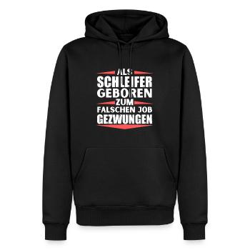 Schleifer im falschen Job gelandet - Männer Premium Bio Hoodie - Schwarz - Vorne - Nico (187cm)