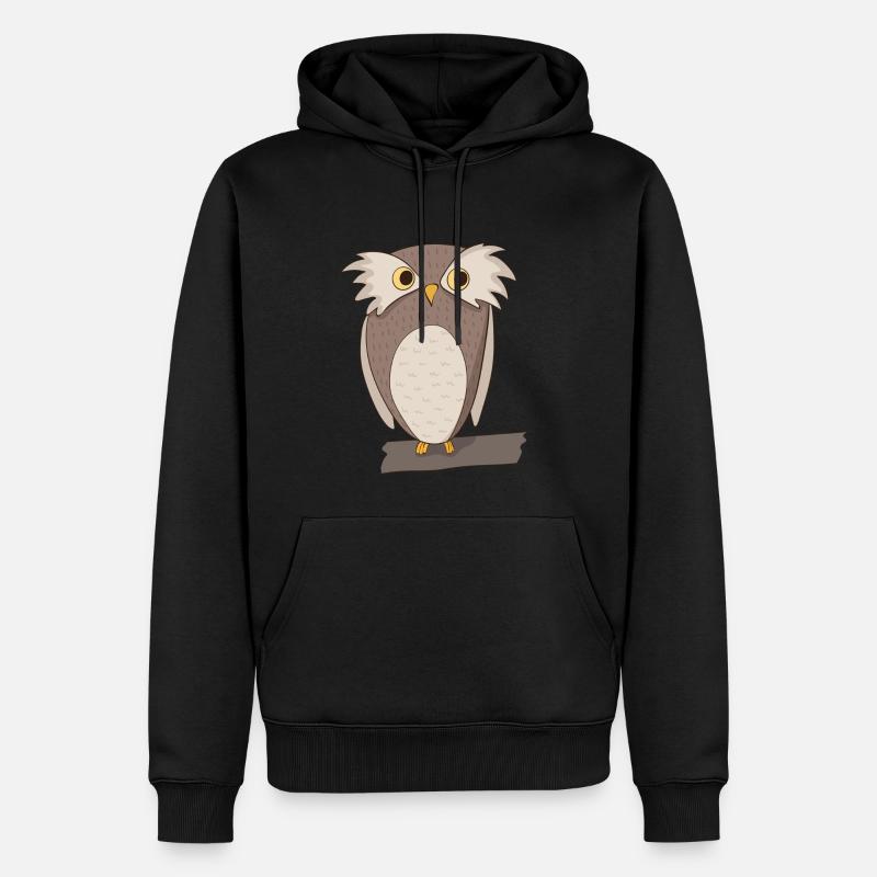 Eule Comic - Männer Premium Bio Hoodie - Schwarz