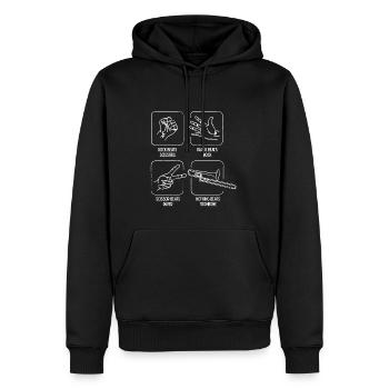 Scissors Rock Paper Nothing beats the Trombone - Men’s Premium Organic Hoodie - black - Front - Nico (187cm)