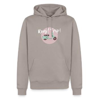 Road trip - Sweat à capuche Premium bio Homme - taupe - Devant - Nico (187cm)