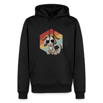Chèvre rétro cool avec lunettes de soleil - Sweat à capuche Premium bio Homme - noir - Devant - Nico (187cm)