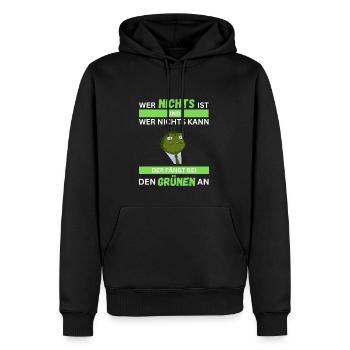 T-shirt anti vert contre les verts non merci - Sweat à capuche Premium bio Homme - noir - Devant - Nico (187cm)