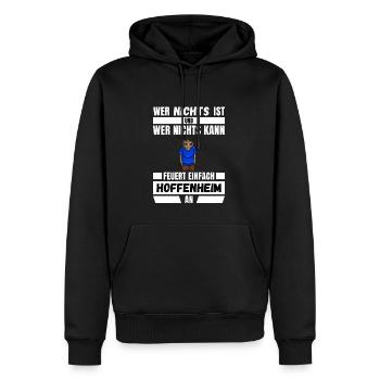 Anti Hoffenheim T-Shirt Ultras Frankfurt Sticker - Männer Premium Bio Hoodie - Schwarz - Vorne - Nico (187cm)