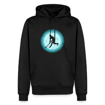 Joueur de hockey sur gazon Joueur de hockey Rétro Hockey - Sweat à capuche Premium bio Homme - noir - Devant - Nico (187cm)