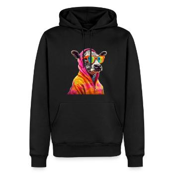 Kuh mit Sonnenbrille Bunt Coole Kühe Landwirt - Männer Premium Bio Hoodie - Schwarz - Vorne - Nico (187cm)