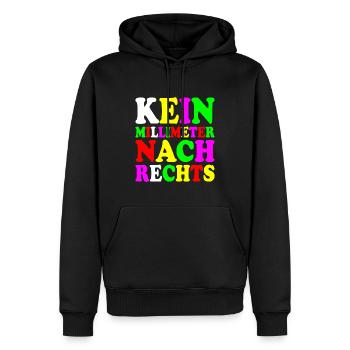 kein millimeter nach rechts - Männer Premium Bio Hoodie - Schwarz - Vorne - Nico (187cm)