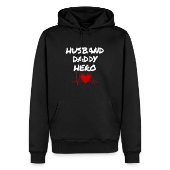 Mari Papa Héros Mari Papa Héros Idée cadeau - Sweat à capuche Premium bio Homme - noir - Devant - Nico (187cm)