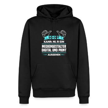 Mediengestalter Digital Print Design für Profis - Männer Premium Bio Hoodie - Schwarz - Vorne - Nico (187cm)