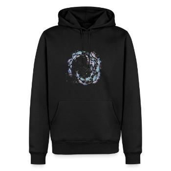 Bancs de poissons, poissons, peinture, bleu, carpe, rétro - Sweat à capuche Premium bio Homme - noir - Devant - Nico (187cm)