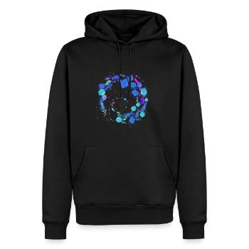 Schools of fish,fish,painting,blue,graffiti,rays - Men’s Premium Organic Hoodie - black - Front - Nico (187cm)