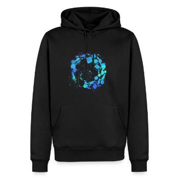 Schools of fish,fish,painting,blue,graffiti,rays - Men’s Premium Organic Hoodie - black - Front - Nico (187cm)