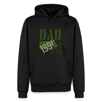 PAPA année naissance 1990 - Sweat à capuche Premium bio Homme - noir - Devant - Nico (187cm)
