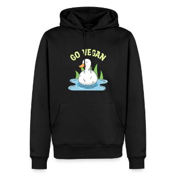 Duck design for proud vegans - Men’s Premium Organic Hoodie - black - Front - Nico (187cm)
