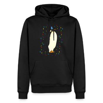 Pingouin d’anniversaire - Sweat à capuche Premium bio Homme - noir - Devant - Nico (187cm)