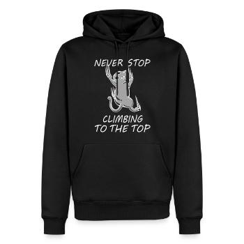 Hör Nie Auf, Nach Oben Zu Klettern, Katze Karriere - Männer Premium Bio Hoodie - Schwarz - Vorne - Nico (187cm)