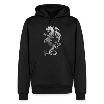 dragon tribal face - Sweat à capuche Premium bio Homme - noir - Devant - Nico (187cm)