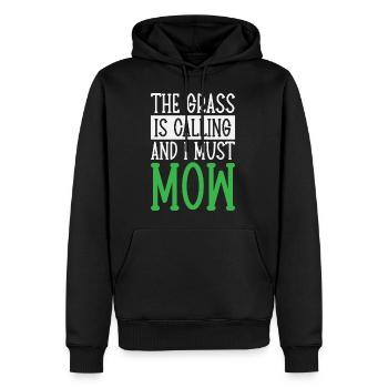 L’herbe appelle à Mow Gardener - Sweat à capuche Premium bio Homme - noir - Devant - Nico (187cm)