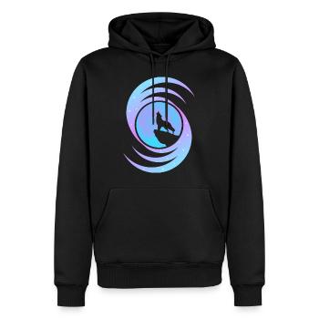 Der Wolf, der den Mond in der Galaxie anheult - Männer Premium Bio Hoodie - Schwarz - Vorne - Nico (187cm)