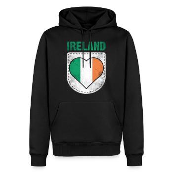 Irlande Drapeau Irlandais - Sweat à capuche Premium bio Homme - noir - Devant - Nico (187cm)