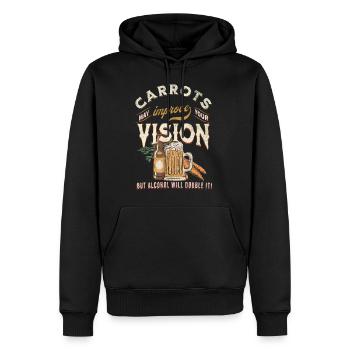 Carrots may improve Vision Alcohol will double it - Männer Premium Bio Hoodie - Schwarz - Vorne - Nico (187cm)