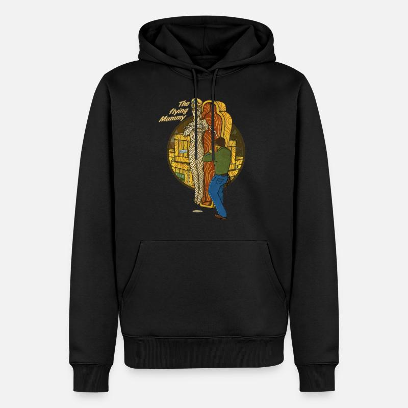 DIE FLIEGENDE MUMIE - Männer Premium Bio Hoodie - Schwarz