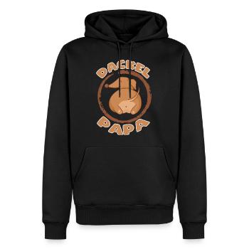Dackel Papa mit Stolz Geschenk - Männer Premium Bio Hoodie - Schwarz - Vorne - Nico (187cm)