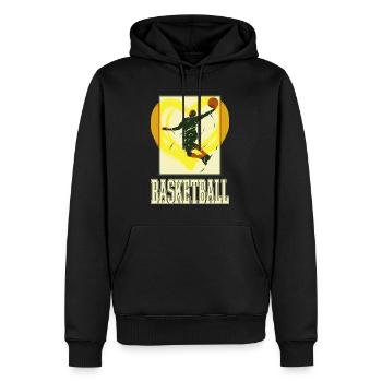 Basketball Basketballer Spieler Sport Herz Vintage - Männer Premium Bio Hoodie - Schwarz - Vorne - Nico (187cm)