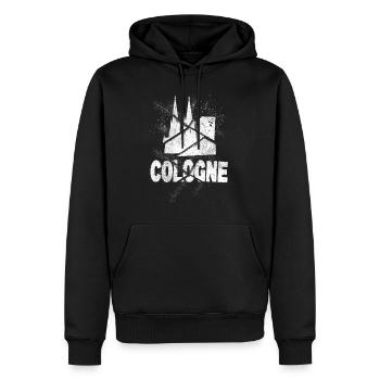Cathédrale de Cologne Allemagne Ville Skyline Grunge Splash - Sweat à capuche Premium bio Homme - noir - Devant - Nico (187cm)