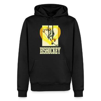Joueur de hockey sur glace Sport Fan Team Vintage Retro - Sweat à capuche Premium bio Homme - noir - Devant - Nico (187cm)