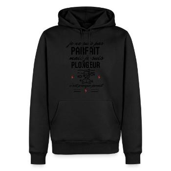 Pas parfait plongeur - Sweat à capuche Premium bio Homme - noir - Devant - Nico (187cm)