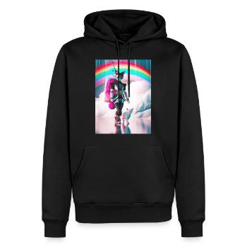 Cyborg Katzen Sci-fi Geisha Geschenkidee - Männer Premium Bio Hoodie - Schwarz - Vorne - Nico (187cm)