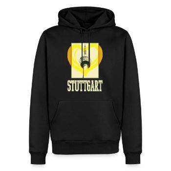 Stuttgart Deutschland Stadt Skyline Herz Liebe - Männer Premium Bio Hoodie - Schwarz - Vorne - Nico (187cm)