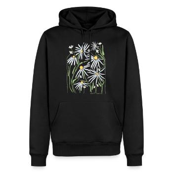 Marguerites - Sweat à capuche Premium bio Homme - noir - Devant - Nico (187cm)