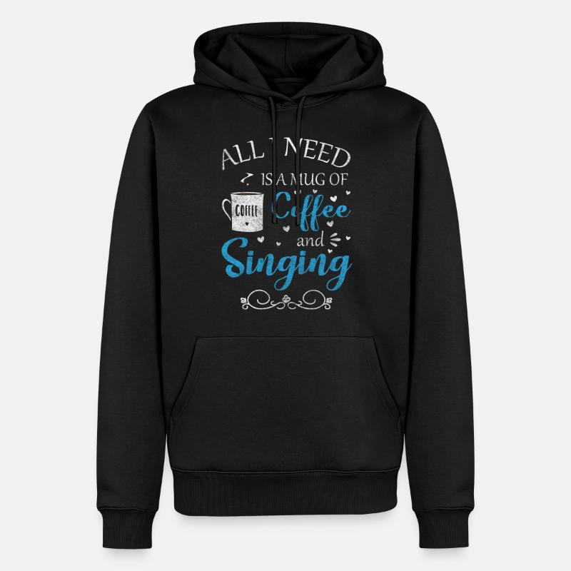 Musique, Mélodie, Voix, Microphone - Sweat à capuche Premium bio Homme - noir