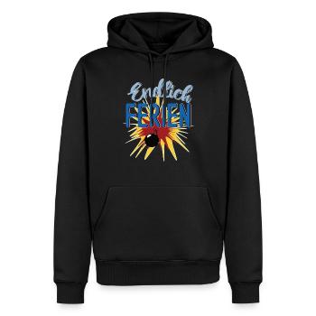 Endlich Ferien mit Bombe lustiges Design - Männer Premium Bio Hoodie - Schwarz - Vorne - Nico (187cm)