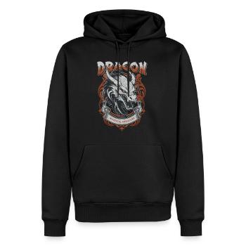 Drache Fantasie Magie Mystik Kreatur Tier Vintage - Männer Premium Bio Hoodie - Schwarz - Vorne - Nico (187cm)