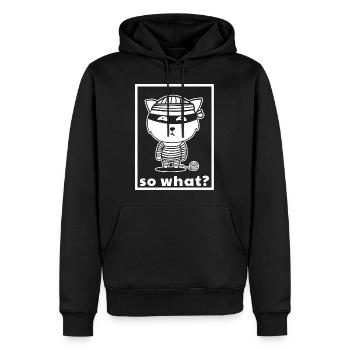 Und? Lustige Katze - Männer Premium Bio Hoodie - Schwarz - Vorne - Nico (187cm)