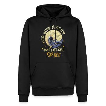 Weltraum Raumfahrt Schwerelos Mond - Männer Premium Bio Hoodie - Schwarz - Vorne - Nico (187cm)