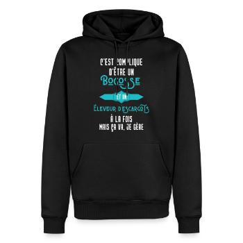 C'est compliqué d'être Bogosse Éleveur d'Escargot - Sweat à capuche Premium bio Homme - noir - Devant - Nico (187cm)