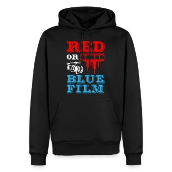 Film rouge ou bleu - Sweat à capuche Premium bio Homme - noir - Devant - Nico (187cm)