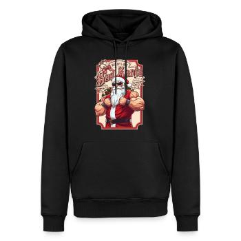 Bain Père Noël Muscles Fort Noël - Sweat à capuche Premium bio Homme - noir - Devant - Nico (187cm)