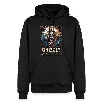 Ours Grizzly Rugissements Tête d’ours Nature Sauvage Forêt - Sweat à capuche Premium bio Homme - noir - Devant - Nico (187cm)