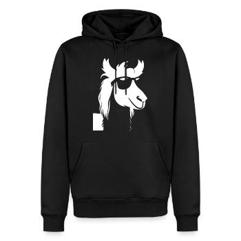Lustiges Alpaka mit Sonnenbrille Coole Alpakas - Männer Premium Bio Hoodie - Schwarz - Vorne - Nico (187cm)