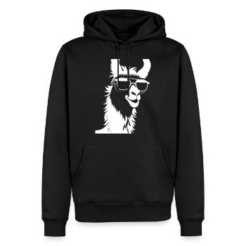 Lustiges Alpaka mit Sonnenbrille Coole Alpakas - Männer Premium Bio Hoodie - Schwarz - Vorne - Nico (187cm)