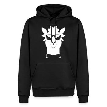 Lustiges Lama mit Sonnenbrille Coole Lamas - Männer Premium Bio Hoodie - Schwarz - Vorne - Nico (187cm)