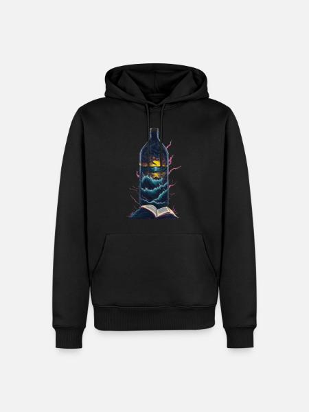 Books Reading Bottle Beach Motif - Men’s Premium Organic Hoodie - black
