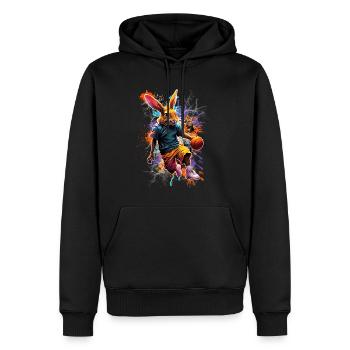 Hase Kaninchen Basketball - Männer Premium Bio Hoodie - Schwarz - Vorne - Nico (187cm)