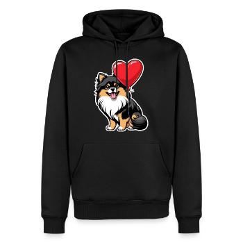 Zwergspitz Herz - Valentinstag - Männer Premium Bio Hoodie - Schwarz - Vorne - Nico (187cm)