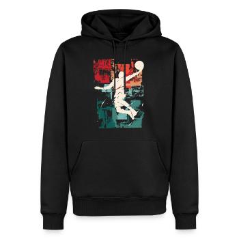 Basket-ball Basket-ball joueur Fan Vintage rétro - Sweat à capuche Premium bio Homme - noir - Devant - Nico (187cm)